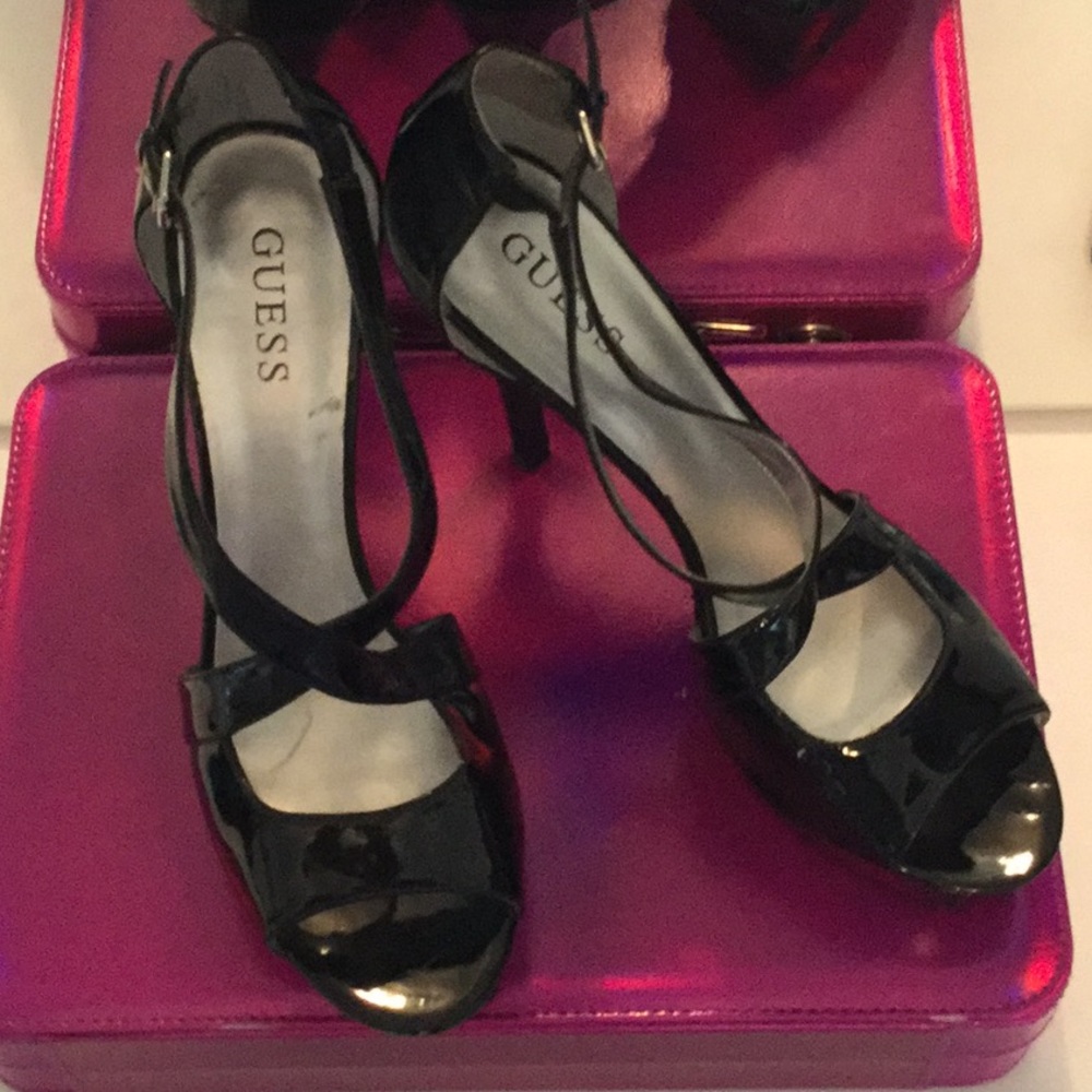 Guess Black Strappy Heels